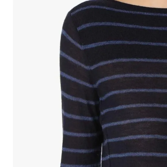 Vince Cashmere Striped Pattern Boat Neck Pullover Sweater Size XS