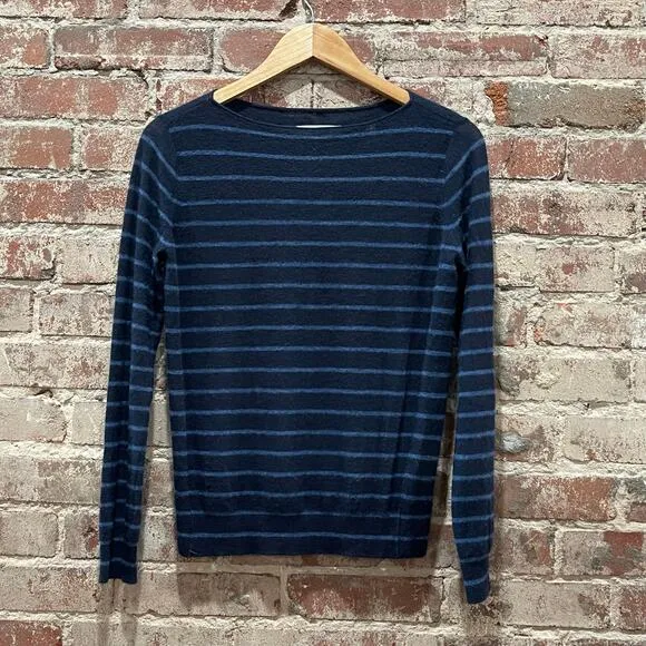 Vince Cashmere Striped Pattern Boat Neck Pullover Sweater Size XS
