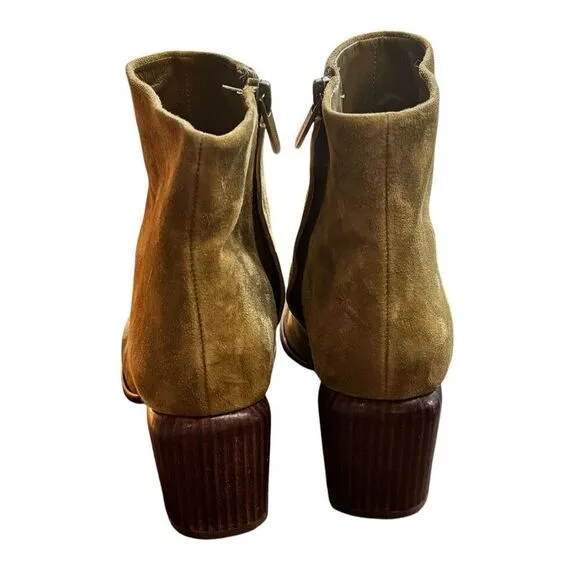 Vince Cypress Maggie Booties in Olive Green Suede NWOB Size 36 or US 6 Medium