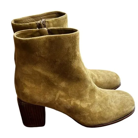 Vince Cypress Maggie Booties in Olive Green Suede NWOB Size 36 or US 6 Medium