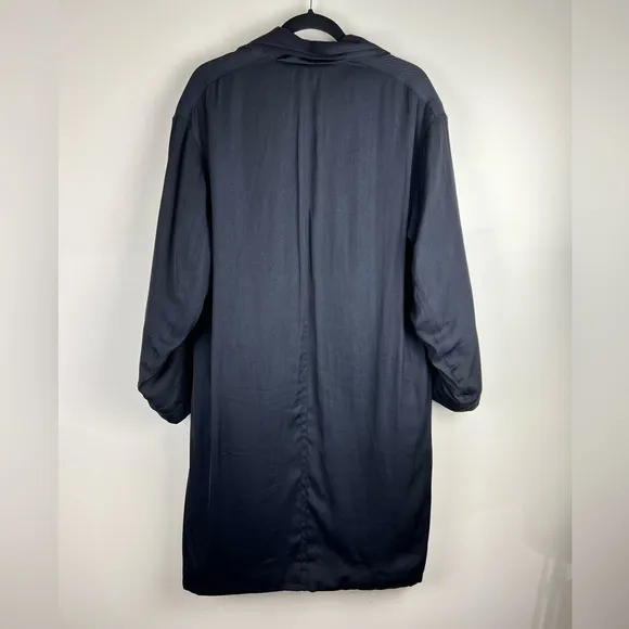 Vince OVERSIZED LONG-LINE CREPE COAT IN NAVY Oversized Size Small Slightly Puff