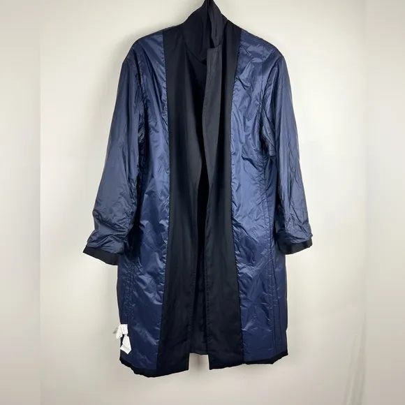 Vince OVERSIZED LONG-LINE CREPE COAT IN NAVY Oversized Size Small Slightly Puff