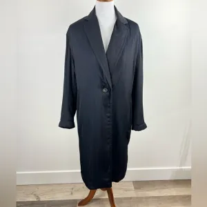 Vince OVERSIZED LONG-LINE CREPE COAT IN NAVY Oversized Size Small Slightly Puff