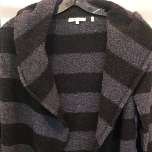 💕VINCE💕 Striped Shawl Collar Cardigan Hooded Alpaca Wool Cashmere Striped XS