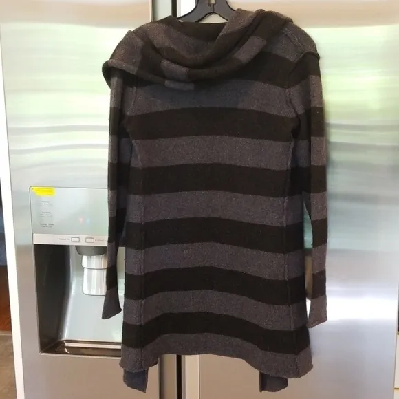 💕VINCE💕 Striped Shawl Collar Cardigan Hooded Alpaca Wool Cashmere Striped XS