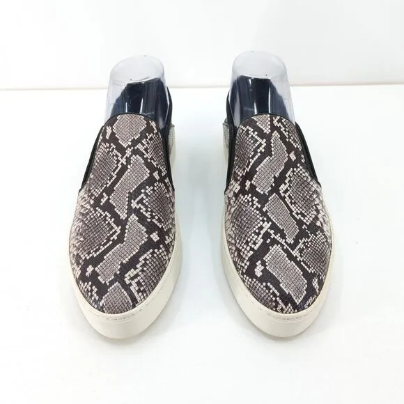 Vince Women 9 Garvey Shoes Brown Snakeskin Embossed Leather Slip On NEW FLAW