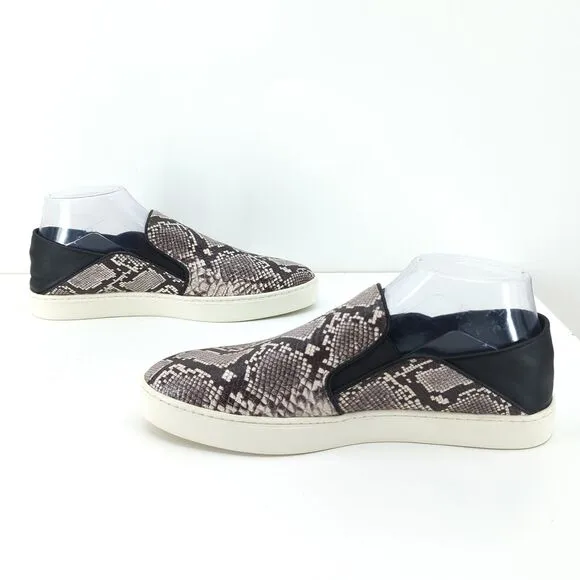 Vince Women 9 Garvey Shoes Brown Snakeskin Embossed Leather Slip On NEW FLAW