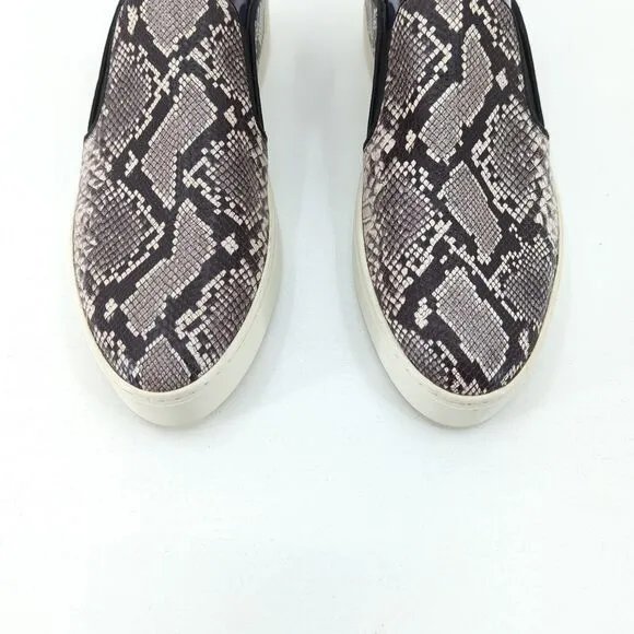 Vince Women 9 Garvey Shoes Brown Snakeskin Embossed Leather Slip On NEW FLAW
