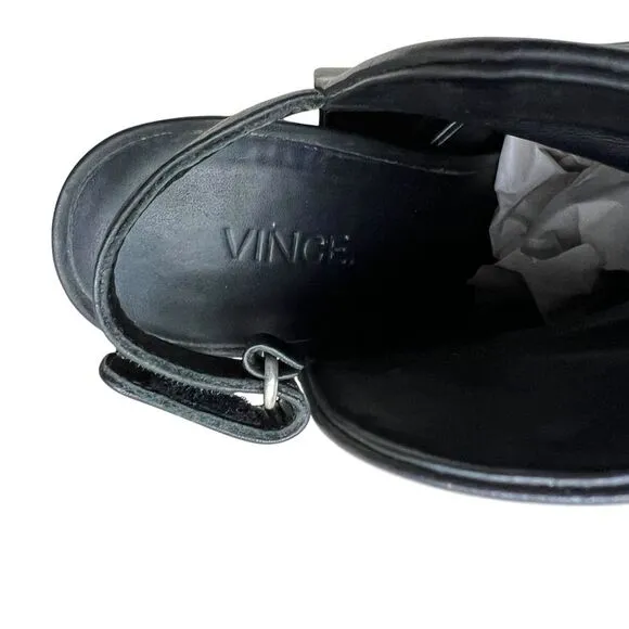 Vince Womens Booties Jody Leather Slingback‎ Block Heel Black 8.5M Made in Italy