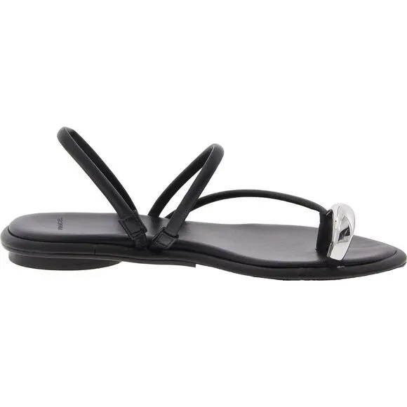 Vince Womens Lucila Black Leather Slip On Heel Strappy Sandals Shoes New