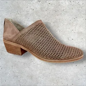 VINCE CAMUTO Paleta Dark Brown/Grey Perforated Nubuck Bootie | US Size 9 (S274)