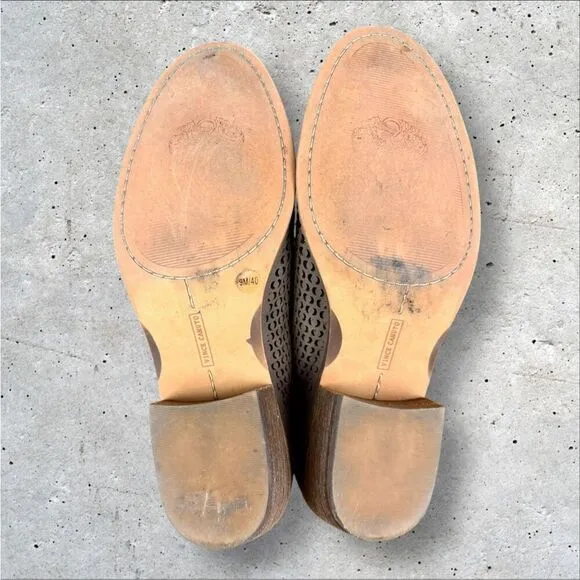 VINCE CAMUTO Paleta Dark Brown/Grey Perforated Nubuck Bootie | US Size 9 (S274)