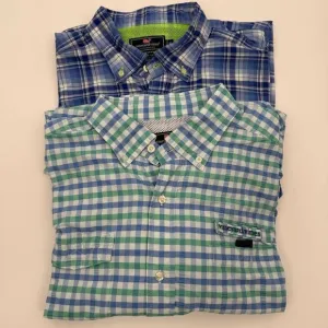 Vineyard‎ Vines Harbor Shirt Mens XL Blue Plaid Performance Vented Fishing Lot 2