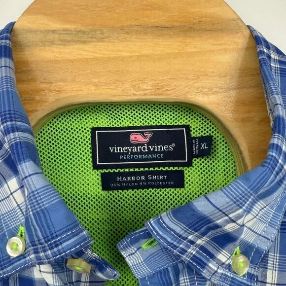 Vineyard‎ Vines Harbor Shirt Mens XL Blue Plaid Performance Vented Fishing Lot 2