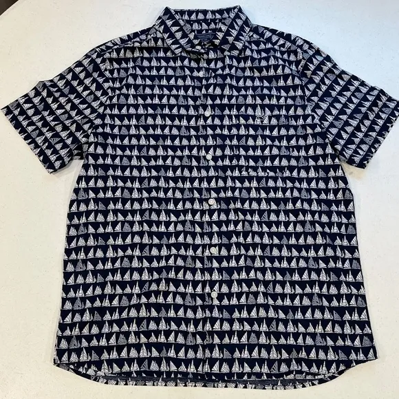 Vineyard Vines Mens Button Down Short Sleeve Boat Parade Nautical Navy - Blue NW