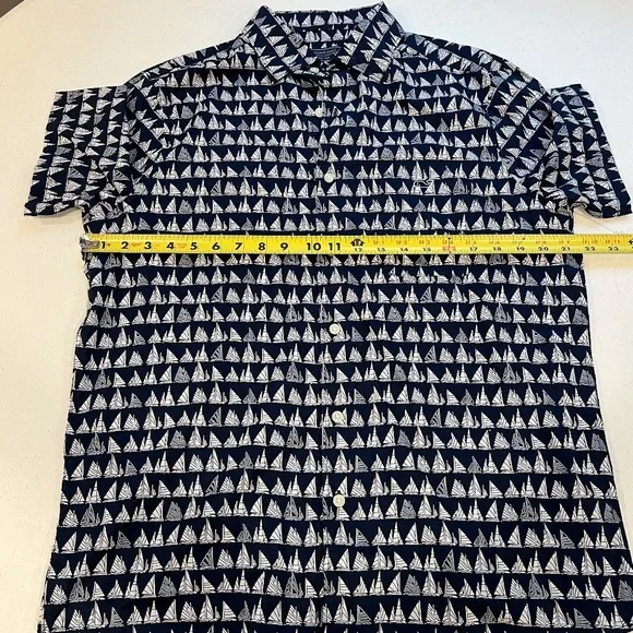 Vineyard Vines Mens Button Down Short Sleeve Boat Parade Nautical Navy - Blue NW