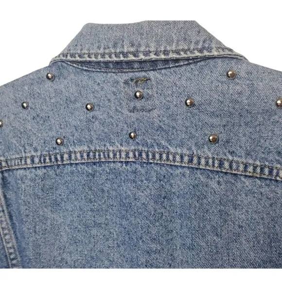 Vintage 70s Lee Womens Medium Jean Jacket PATD-153438 Blue Studded Made in USA