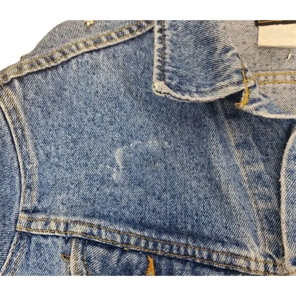 Vintage 70s Lee Womens Medium Jean Jacket PATD-153438 Blue Studded Made in USA