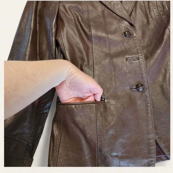 Vintage (70s/80s) H Bar C California Ranchwear Brown Leather Blazer
