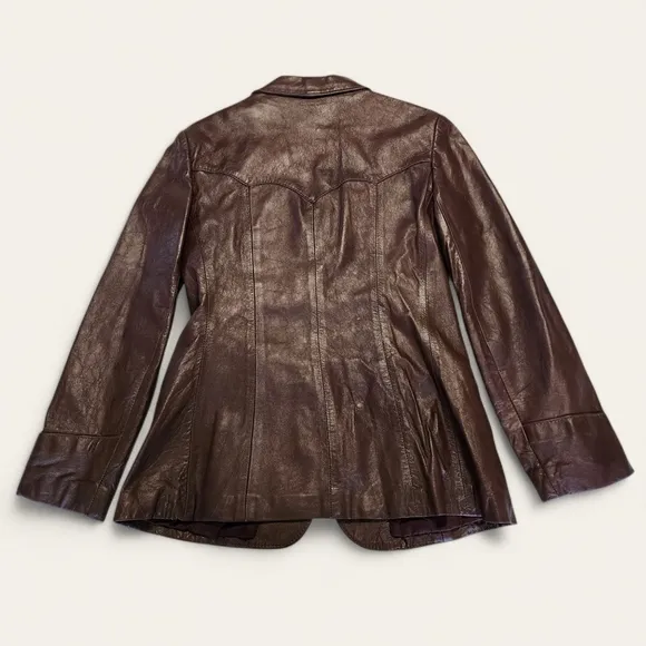 Vintage (70s/80s) H Bar C California Ranchwear Brown Leather Blazer