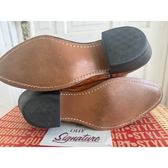 Vintage 80s Mens Honey Brown Western Durango Boots Brass Toe 10.5D
