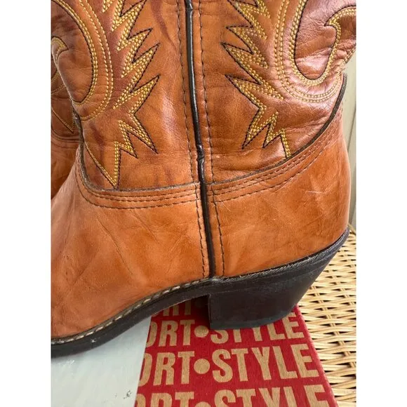 Vintage 80s Mens Honey Brown Western Durango Boots Brass Toe 10.5D