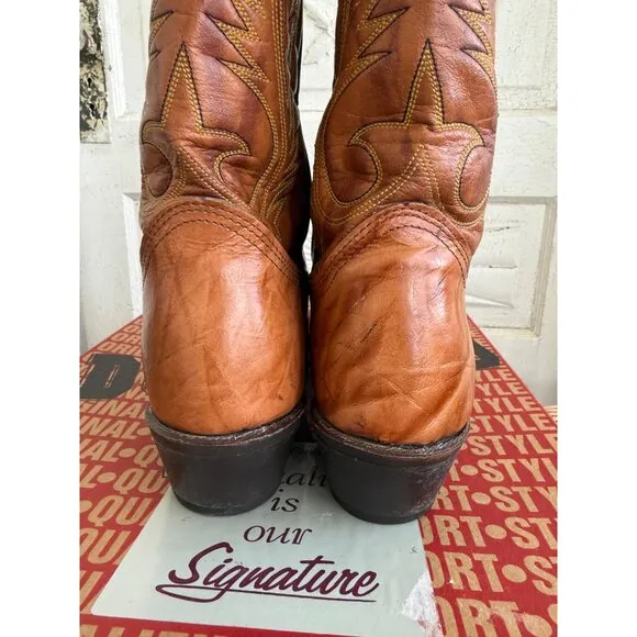 Vintage 80s Mens Honey Brown Western Durango Boots Brass Toe 10.5D