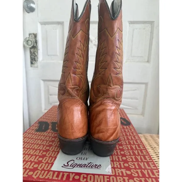 Vintage 80s Mens Honey Brown Western Durango Boots Brass Toe 10.5D