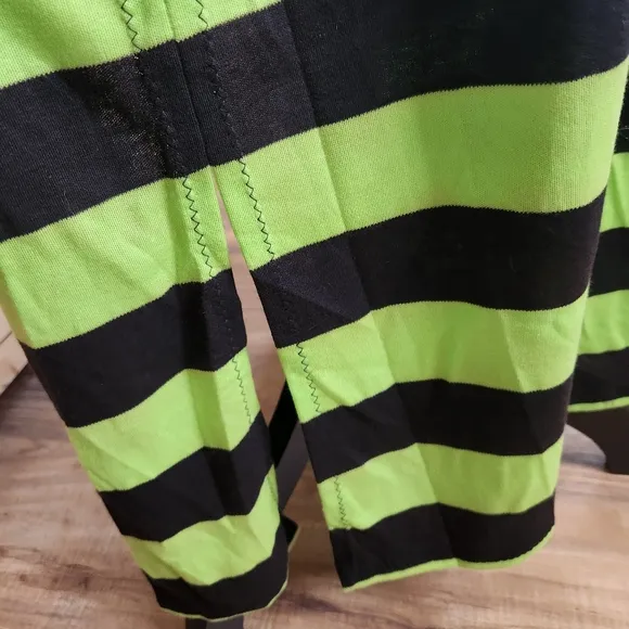 Vintage 80s MULTIPLES Sandra Garratt Neon Green Black Striped Duster Cardigan