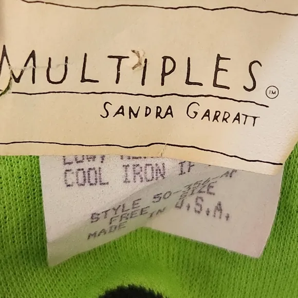 Vintage 80s MULTIPLES Sandra Garratt Neon Green Black Striped Duster Cardigan