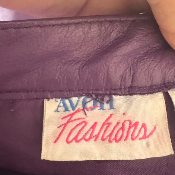Vintage 80s/90s Avon Fashions Purple Soft Leather Pencil Skirt – Size 5/6