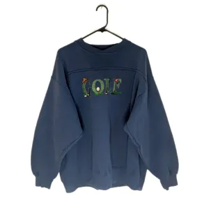Vintage 90s Grunge Navy Blue Golf Embroidered Spell Out Grandpa Sweatshirt