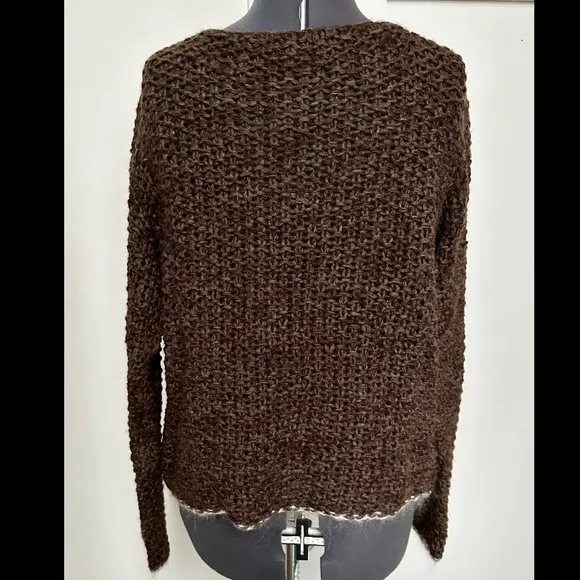 VINTAGE 90s Ralph Lauren SPORT BROWN CHUNKY KNIT SWEATER WOOL ALPACA CASHMERE M