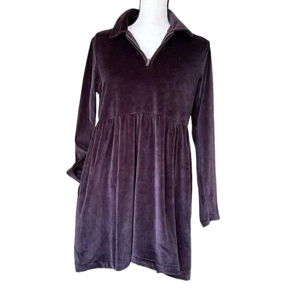 Vintage 90s Soft Velour Midi Dress