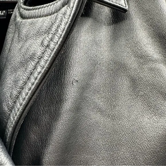 Vintage 90s Wilsons Leather Black Genuine‎ Leather Jacket Coat Size M