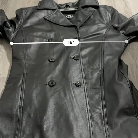 Vintage 90s Wilsons Leather Black Genuine‎ Leather Jacket Coat Size M