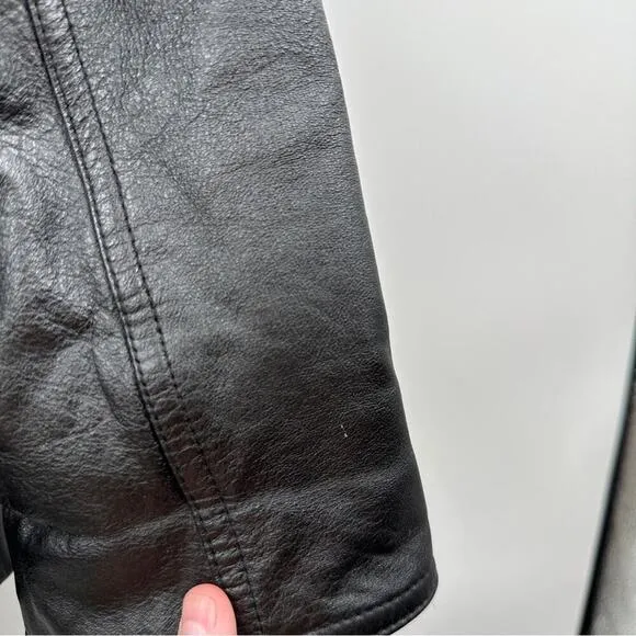 Vintage 90s Wilsons Leather Black Genuine‎ Leather Jacket Coat Size M