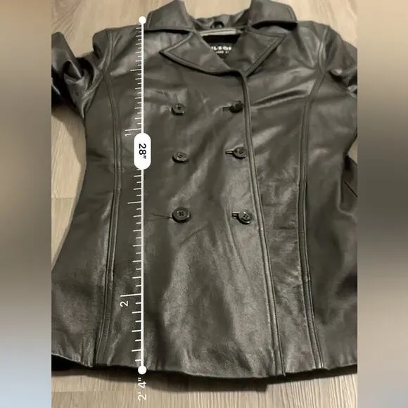 Vintage 90s Wilsons Leather Black Genuine‎ Leather Jacket Coat Size M