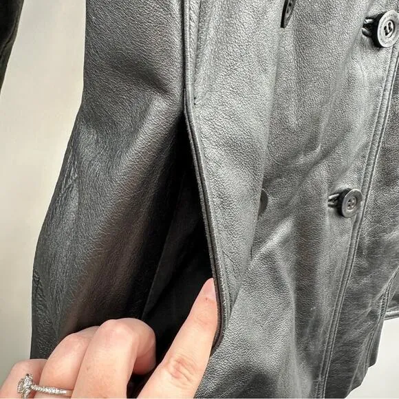 Vintage 90s Wilsons Leather Black Genuine‎ Leather Jacket Coat Size M