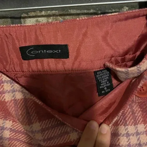 Vintage 90s Y2K Pink Plaid Wool Mohair Mini Skirt | Size 6 | Preppy Grunge Vibes