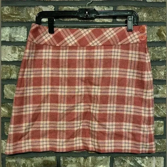 Vintage 90s Y2K Pink Plaid Wool Mohair Mini Skirt | Size 6 | Preppy Grunge Vibes