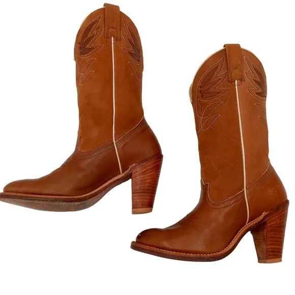 Vintage Acme Ladies Cowboy Boots Western Fashion Girls Size 5.5 M High Heels Cow