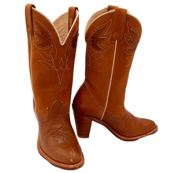 Vintage Acme Ladies Cowboy Boots Western Fashion Girls Size 5.5 M High Heels Cow