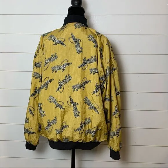 Vintage Adolfo Sport Tiger Print Style Baroque Bomber Jacket Large Meduim
