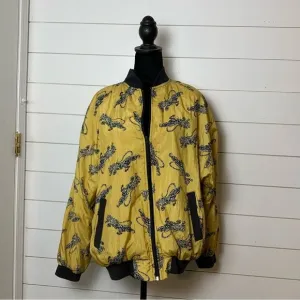 Vintage Adolfo Sport Tiger Print Style Baroque Bomber Jacket Large Meduim