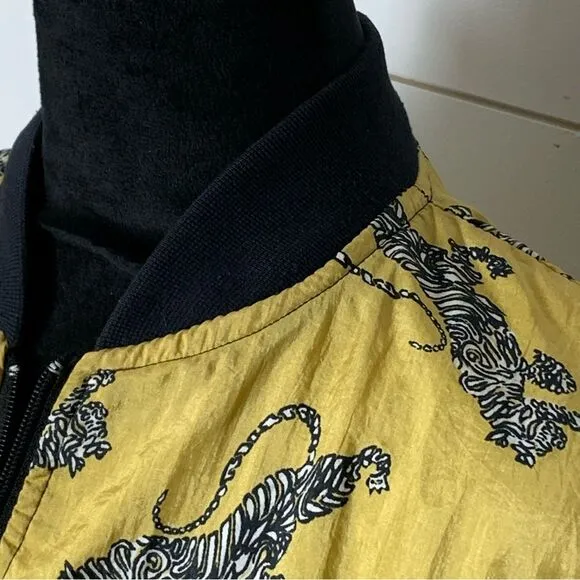 Vintage Adolfo Sport Tiger Print Style Baroque Bomber Jacket Large Meduim