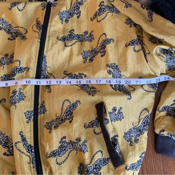 Vintage Adolfo Sport Tiger Print Style Baroque Bomber Jacket Large Meduim