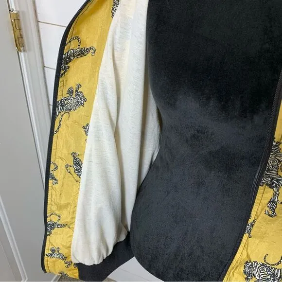 Vintage Adolfo Sport Tiger Print Style Baroque Bomber Jacket Large Meduim