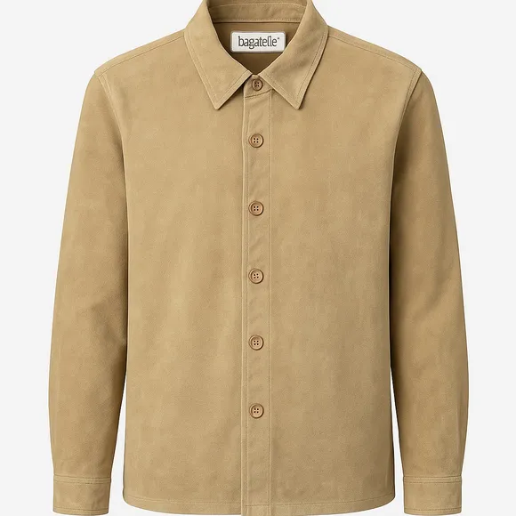 Vintage Bagatelle Tan Leather Shirt Jacket (S) – Flawless Unisex Fit, His &amp; Hers