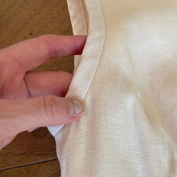 Vintage Cream and Pastel Yellow Mini Linen Dress Size 2